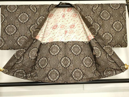 平和屋着物●本場大島紬 アンサンブル 一元絣 花丸文 正絹 逸品 AABF7021ck
