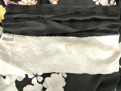 平和屋着物●豪華振袖 御所車花文 黒地 丹後ちりめん 仮絵羽 逸品 未使用 AABF7022ck