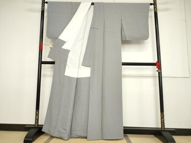 平和屋着物●上質な色無地 草木染 京の舞 煤色 丹後ちりめん 反端付き 正絹 逸品 AABF7023ck