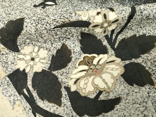 平和屋着物●訪問着 作家物 一太 竹屋町刺繍 花丸文 たたき染め 黒地 金彩 正絹 逸品 AABF7024ck