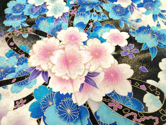 平和屋着物●豪華振袖 刺繍 花束文 金彩 銀通し地 正絹 逸品 AABF7025ck