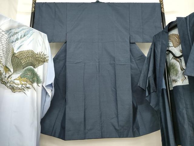 平和屋着物●男性 本場大島紬 アンサンブル 長襦袢(袷)セット 格子 正絹 逸品 AABF7034ck