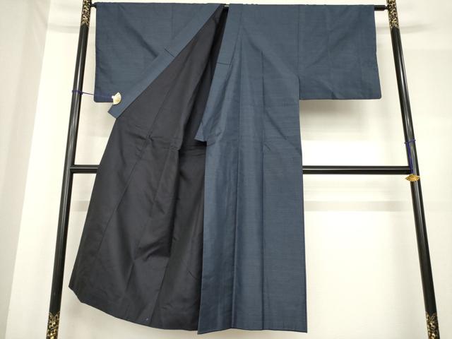 平和屋着物●男性 本場大島紬 アンサンブル 長襦袢(袷)セット 格子 正絹 逸品 AABF7034ck