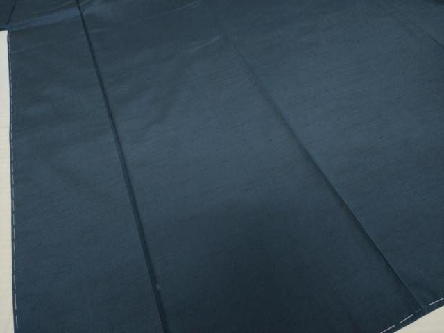 平和屋着物●男性 紬 アンサンブル 長襦袢(袷)セット 色無地 青褐色 正絹 逸品 未使用 AABF7036ck