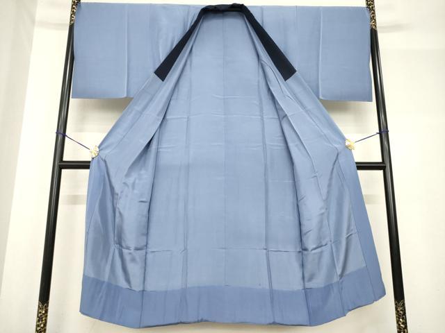平和屋着物●男性 紬 アンサンブル 長襦袢(袷)セット 色無地 青褐色 正絹 逸品 未使用 AABF7036ck