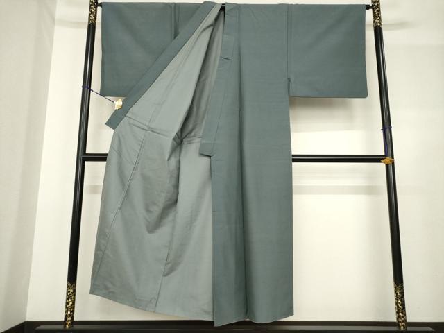 平和屋着物●男性 紬 アンサンブル 錆鼠色 正絹 逸品 AABF7037ck
