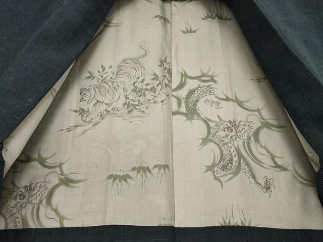 平和屋着物●男性 紬 アンサンブル 長襦袢(袷)セット 色無地 藍鉄色 正絹 逸品 AABF7038ck
