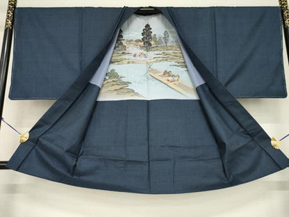 平和屋着物●男性 本場大島紬 アンサンブル 100亀甲 総詰め 正絹 逸品 未使用 AABF7040ck