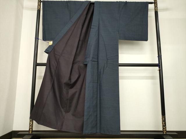 平和屋着物●男性 本場大島紬 アンサンブル 長襦袢(袷)セット 亀甲絣 正絹 逸品 AABF7041ck