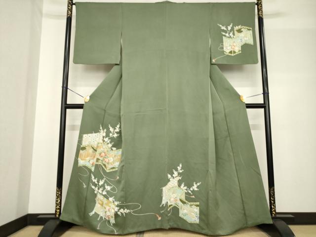 平和屋着物●訪問着 友禅 屏風花文 正絹 逸品 AABF7047ck