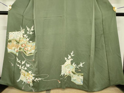 平和屋着物●訪問着 友禅 屏風花文 正絹 逸品 AABF7047ck