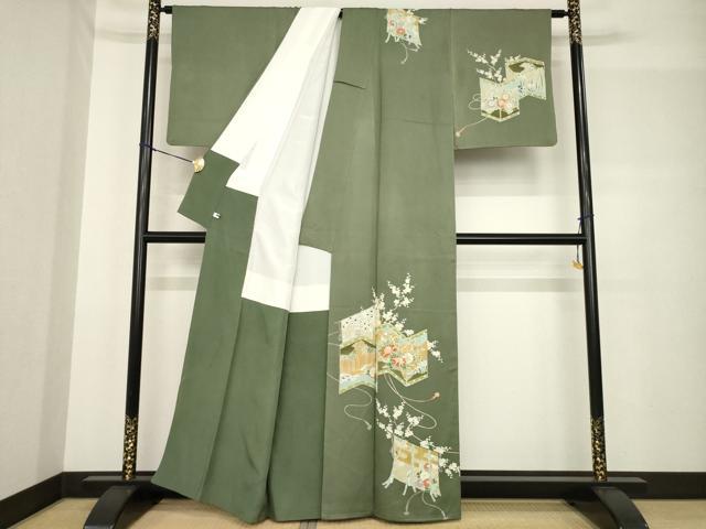 平和屋着物●訪問着 友禅 屏風花文 正絹 逸品 AABF7047ck