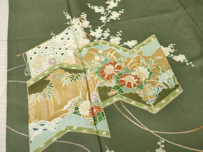 平和屋着物●訪問着 友禅 屏風花文 正絹 逸品 AABF7047ck
