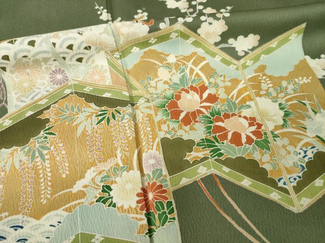 平和屋着物●訪問着 友禅 屏風花文 正絹 逸品 AABF7047ck