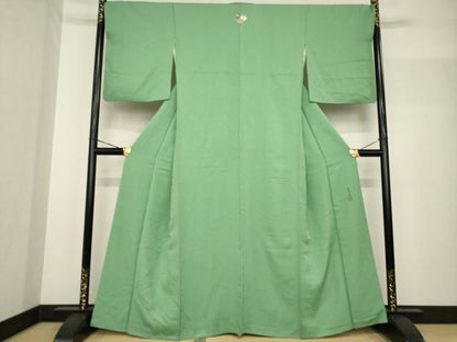 平和屋着物●服飾評論家 市田ひろみ 色無地 老竹色 正絹 逸品 AABF7052ck