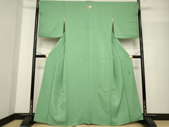 平和屋着物●服飾評論家 市田ひろみ 色無地 老竹色 正絹 逸品 AABF7052ck