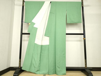 平和屋着物●服飾評論家 市田ひろみ 色無地 老竹色 正絹 逸品 AABF7052ck