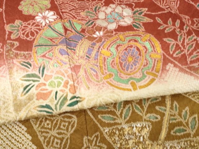 平和屋着物●豪華振袖　総絞り　花鼓文　暈し染め　金銀彩　やまと誂製　正絹　逸品　AABF7058ck