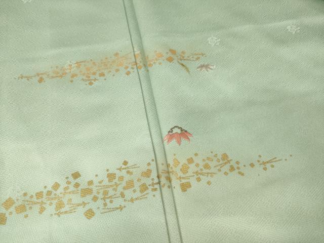 平和屋着物●訪問着 刺繍 雪輪に笹 暈し染め 金彩 正絹 逸品 AABF7059ck