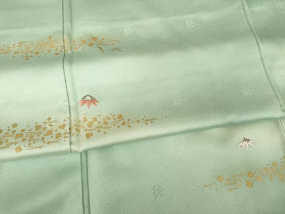 平和屋着物●訪問着 刺繍 雪輪に笹 暈し染め 金彩 正絹 逸品 AABF7059ck