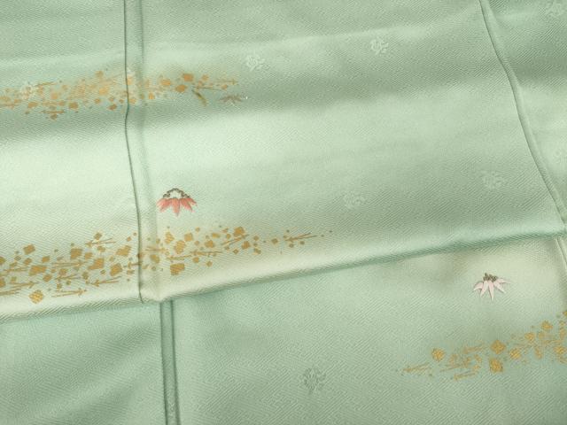 平和屋着物●訪問着 刺繍 雪輪に笹 暈し染め 金彩 正絹 逸品 AABF7059ck