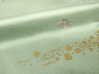 平和屋着物●訪問着 刺繍 雪輪に笹 暈し染め 金彩 正絹 逸品 AABF7059ck