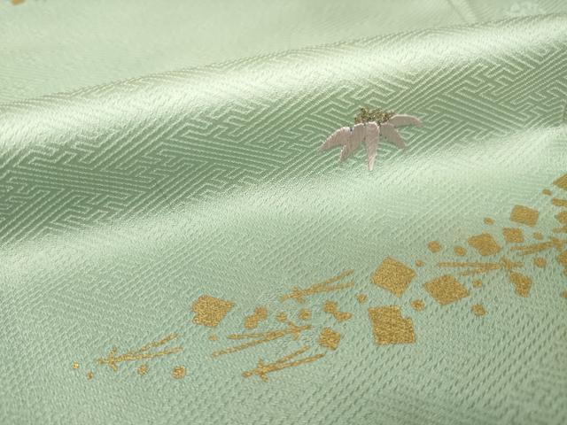 平和屋着物●訪問着 刺繍 雪輪に笹 暈し染め 金彩 正絹 逸品 AABF7059ck