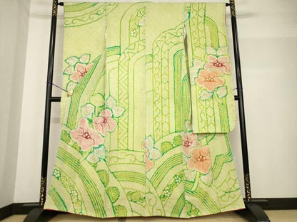 平和屋着物●豪華振袖 総絞り 草花文 正絹 逸品 AABF7062ck