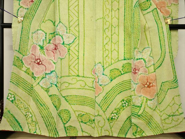 平和屋着物●豪華振袖 総絞り 草花文 正絹 逸品 AABF7062ck