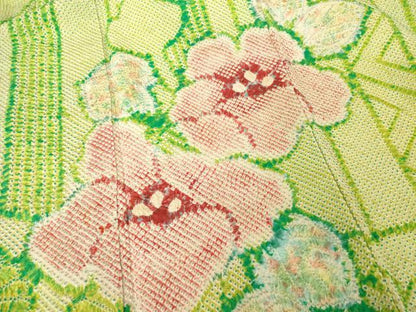 平和屋着物●豪華振袖 総絞り 草花文 正絹 逸品 AABF7062ck