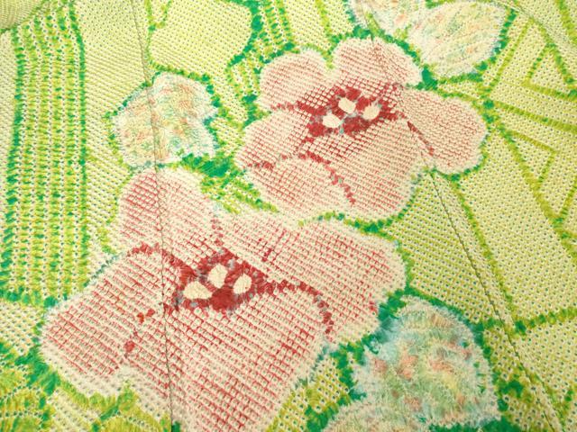 平和屋着物●豪華振袖 総絞り 草花文 正絹 逸品 AABF7062ck