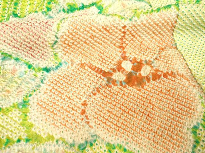 平和屋着物●豪華振袖 総絞り 草花文 正絹 逸品 AABF7062ck