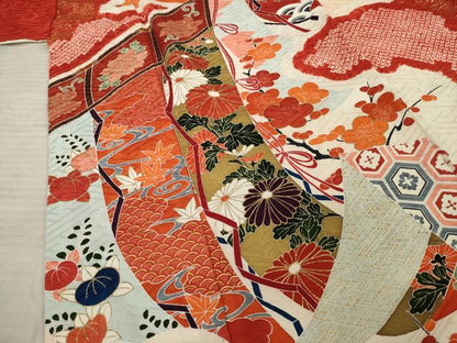 平和屋着物●豪華振袖　絞り　几帳花文　金彩　正絹　逸品　AABF7063ck