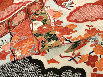 平和屋着物●豪華振袖　絞り　几帳花文　金彩　正絹　逸品　AABF7063ck