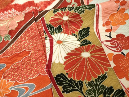 平和屋着物●豪華振袖　絞り　几帳花文　金彩　正絹　逸品　AABF7063ck