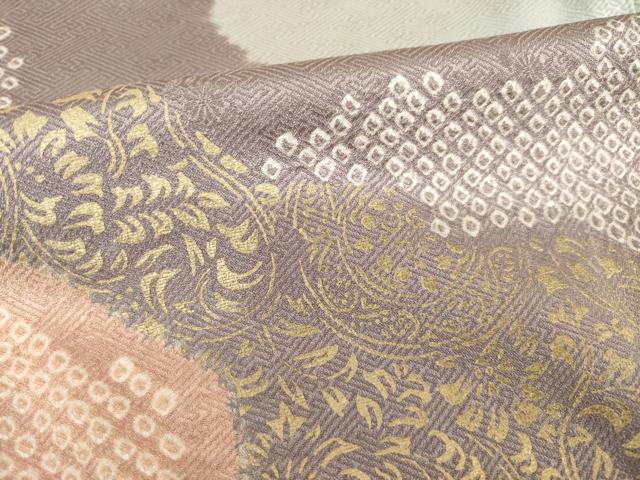 平和屋着物●訪問着 絞り 刺繍 道長花文 金彩 正絹 逸品 AABF7065ck