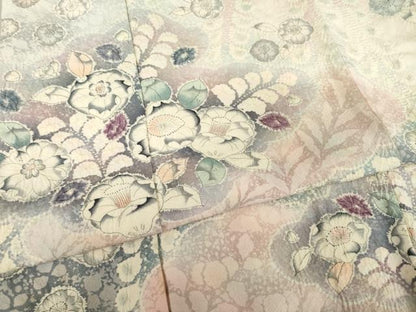 平和屋着物●越後十日町の一流染匠 桐屋・翠山工房 訪問着 辻が花 絞り 舞花文 暈し染め 正絹 逸品 AABF7067ck
