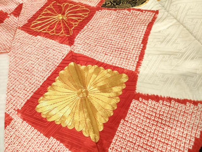 平和屋着物●豪華振袖 駒刺繍 絞り 花菱文 金彩 正絹 逸品 AABF7071ck