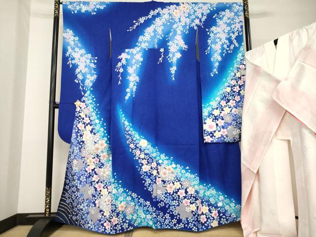 平和屋着物●豪華振袖・長襦袢(袷)セット 舞桜 暈し染め 銀通し地 鈴乃屋扱い 正絹 逸品 AABF7076ck