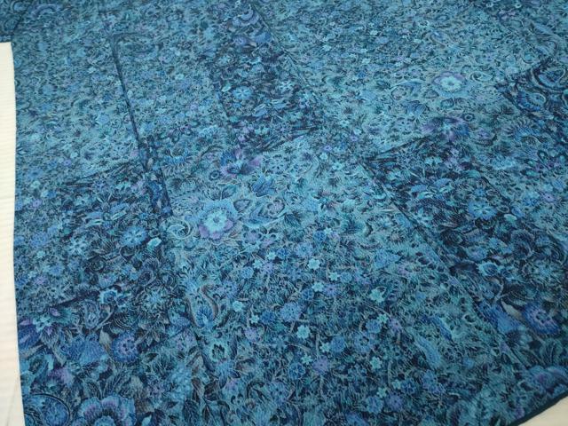 平和屋着物●上質な小紋　本藍　更紗花文　正絹　逸品　AABF7078ck