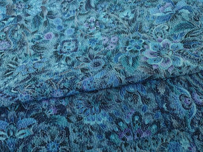 平和屋着物●上質な小紋　本藍　更紗花文　正絹　逸品　AABF7078ck
