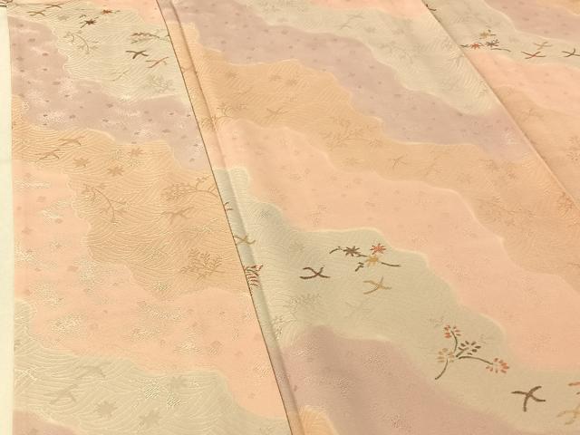 平和屋着物▽上質な小紋 単衣 道長花文 正絹 逸品 AABF7082jh