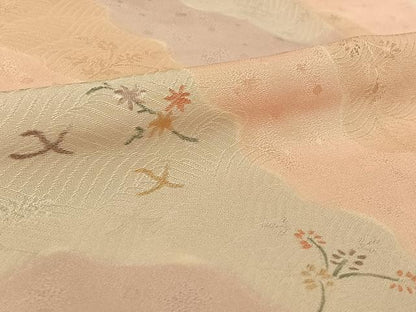 平和屋着物▽上質な小紋 単衣 道長花文 正絹 逸品 AABF7082jh