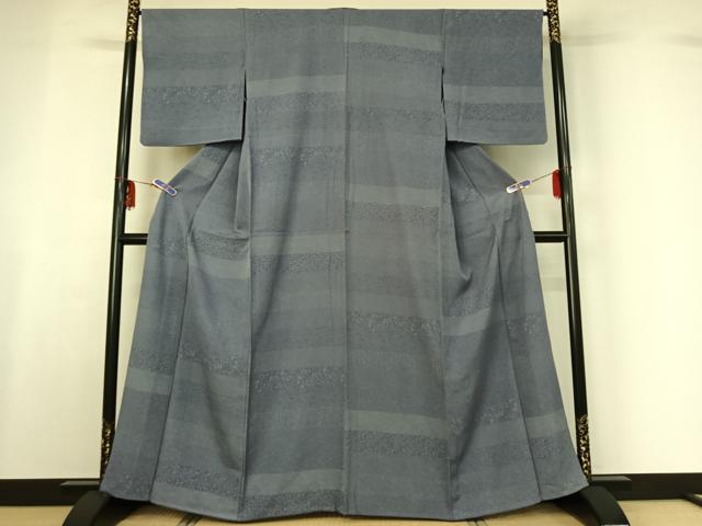 平和屋着物▽江戸小紋 単衣 横段花鳥文 正絹 逸品 AABF7084jh