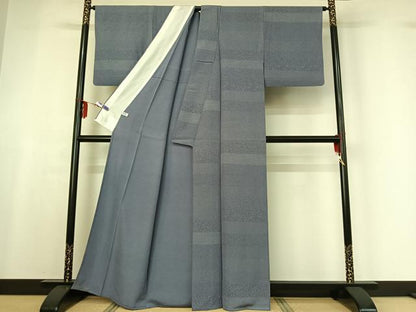 平和屋着物▽江戸小紋 単衣 横段花鳥文 正絹 逸品 AABF7084jh