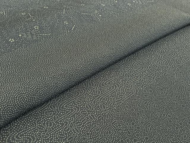 平和屋着物▽江戸小紋 単衣 横段花鳥文 正絹 逸品 AABF7084jh