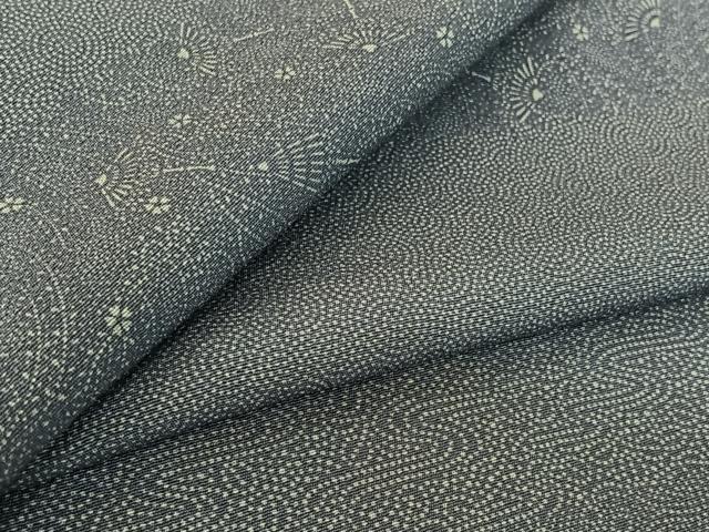 平和屋着物▽江戸小紋 単衣 横段花鳥文 正絹 逸品 AABF7084jh