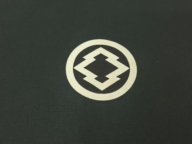 平和屋着物▽男性　黒紋付　単衣　羽織セット　暗黒色　正絹　逸品　AABF7087jh