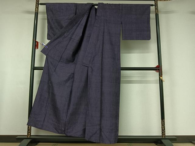 平和屋着物▽本場結城紬 重要無形文化財 単衣 霞文 正絹 逸品 AABF7090jh