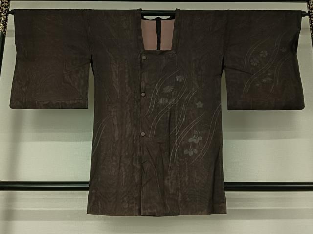 平和屋着物▽道行コート スリーシーズン 春夏秋 塵除け 流水花文 銀彩 正絹 逸品 AABF7093jh